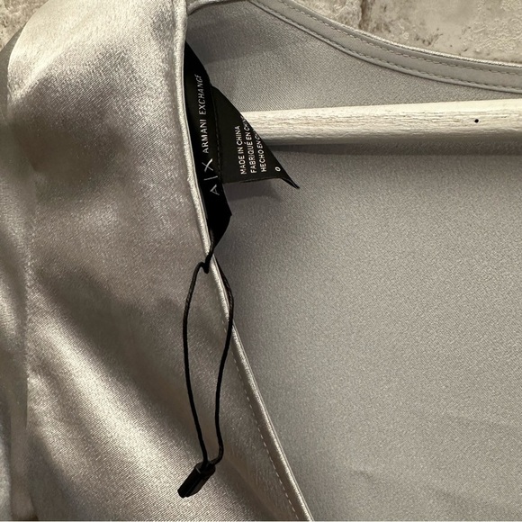 Armani Exchange shirt dress women’s size‎ 0 silver metallic flare sleeves NWOT - Picture 5 of 7